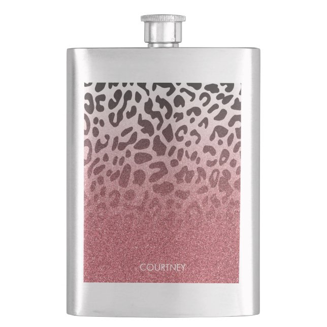 Rosa Glitter Leopard Skin Fickplunta (Framsidan)