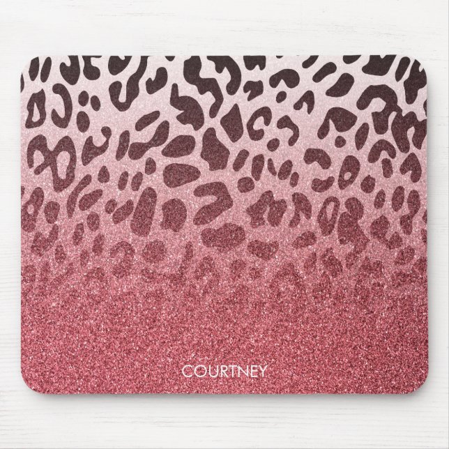 Rosa Glitter Leopard Skin Musmatta (Framsidan)