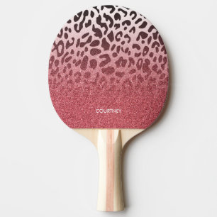 Rosa Glitter Leopard Skin Pingisracket