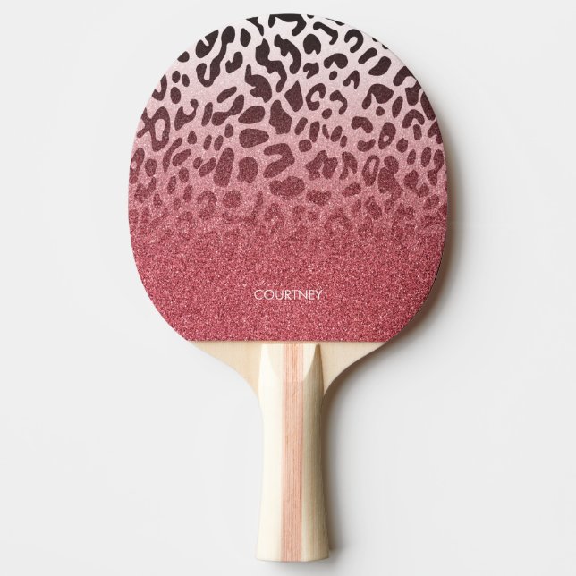 Rosa Glitter Leopard Skin Pingisracket (Framsidan)