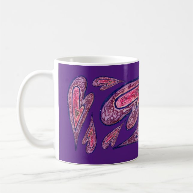 Rosa Glitter Lila Hearts Anpassningsbar Kaffe kopp (Vänster)