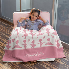 Rosa Glitter Little Girl Ballerina Ballet Mönster Fleecefilt