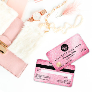 Rosa Glitter Logotyp Kredit-kort, intyg om gåva av Visitkort