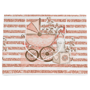 ROSA GLITTER LOOK FLICKA PRAM & FLOWERS