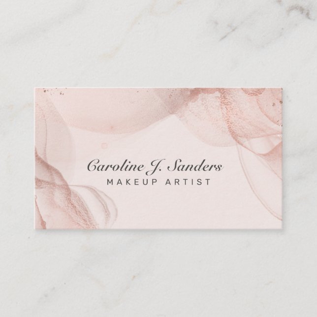  rosa glitter makeup artist elegant visitkort (Framsida)