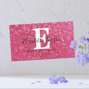 Rosa Glitter Makeup Artist Hår Salong Loajalitetsk Visitkort