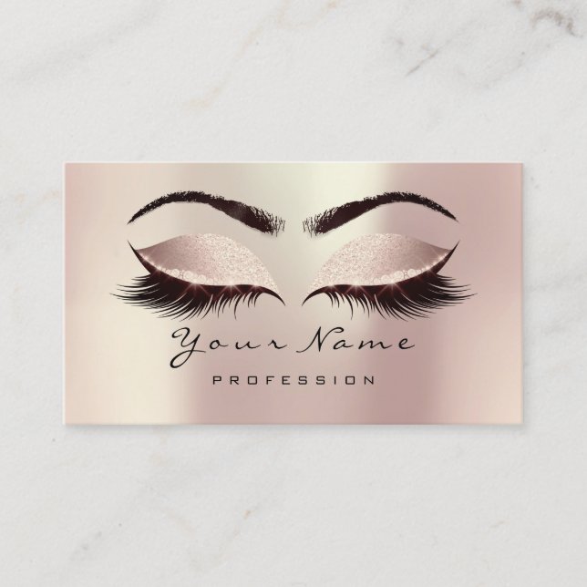 Rosa  Glitter Makeup Artist Lash Extension Visitkort (Framsida)