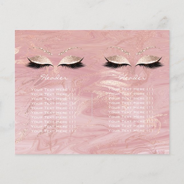 Rosa Glitter Makeup Öga Lash Prices Marble Flygblad (Baksidan)