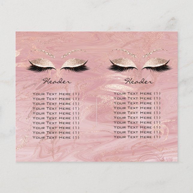 Rosa Glitter Makeup Öga Lash Prices Marble Flygblad (Baksidan)
