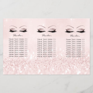 Rosa Glitter Makeup Ögonfransar DL 3 Broschyr Flygblad