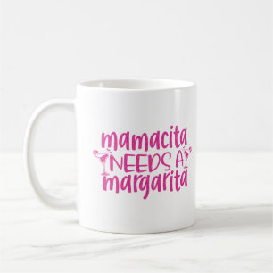Rosa Glitter Mamacita Needs Margarita Funny Quote Kaffemugg