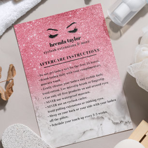 Rosa Glitter Marble Aftercare Instructions Visitkort