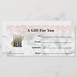 Rosa Glitter Marble Logotyp Business Gift Certific