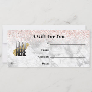 Rosa Glitter Marble Logotyp Business Gift Certific