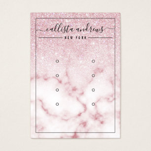 Rosa Glitter Marble Ombre Earrings Visning Card Visitkort