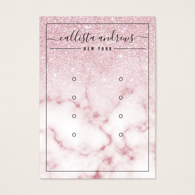 Rosa Glitter Marble Ombre Earrings Visning Card Visitkort (Framsidan)