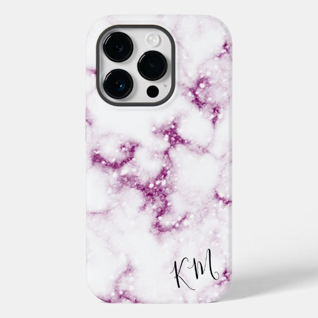 Rosa Glitter Marble Personlig Phone Case (Baksida)