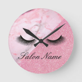 Rosa, Glitter, Marble, Stylist, Salon Rund Klocka