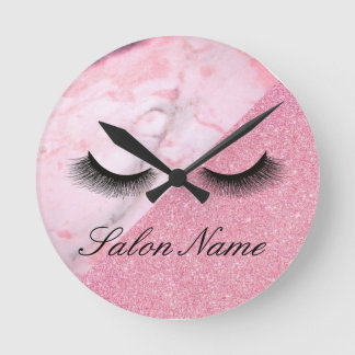 Rosa, Glitter, Marble, Stylist, Salon Rund Klocka