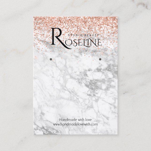 Rosa glitter marble white Logotyp Visning Ökning Visitkort (Framsida)