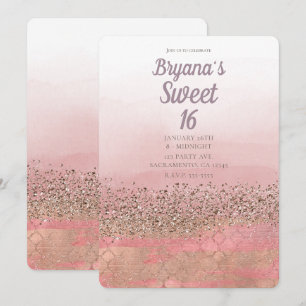 Rosa glitter marockansk indisk prinsessa Sweet 16 Inbjudningar