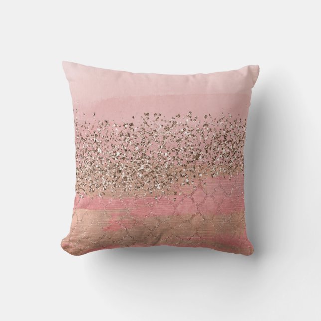 Rosa  Glitter marockanska indiska prinsessan Glam Kudde (Framsida)