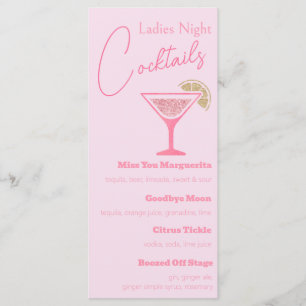 Rosa Glitter Martini Dam Night Cocktail Party Meny