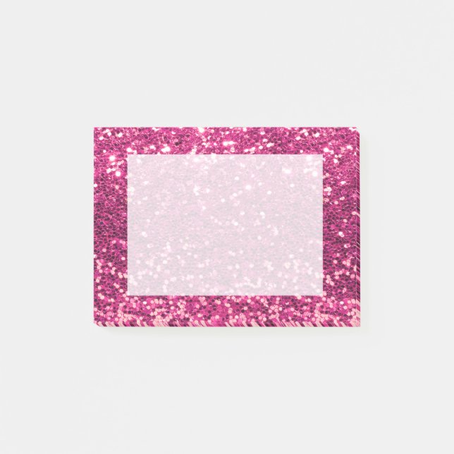 Rosa Glitter med liten marginal Post-it Block (Framsida)