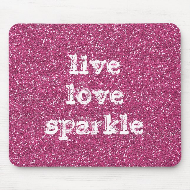 Rosa Glitter med Live Kärlek Gnistra-citat Musmatta (Framsidan)