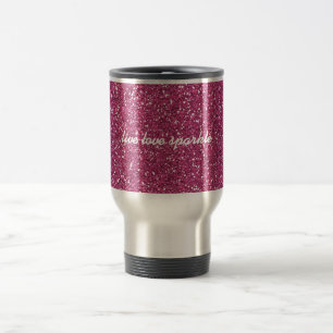 Rosa Glitter med Live Kärlek Gnistra-citat Resemugg