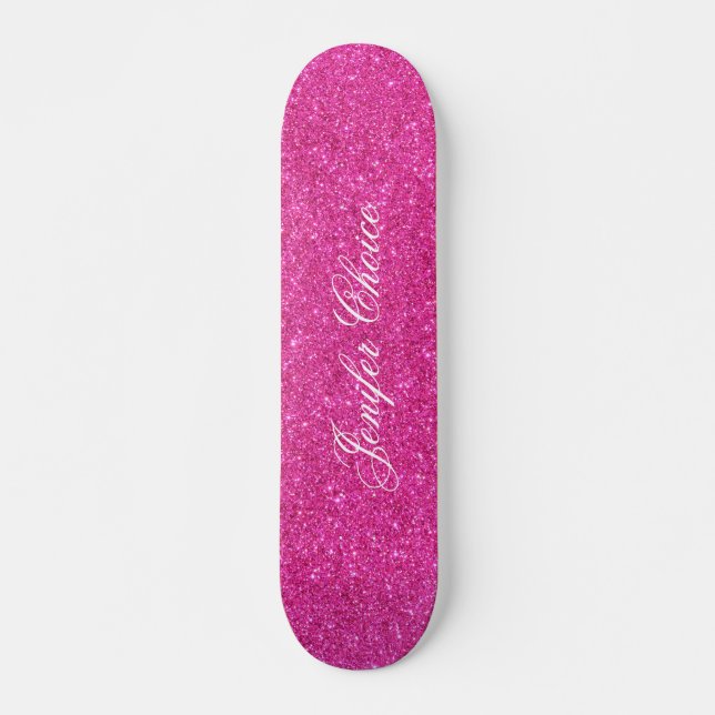 Rosa glitter mini skateboard bräda 18,5 cm (Framsida)