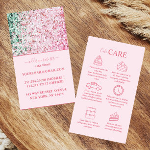 Rosa Glitter Minimal Branding Tårta Vård Visitkort