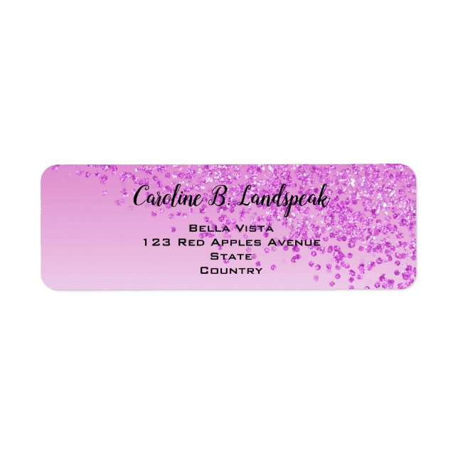 Rosa Glitter Modern Returadress för övertoning Etikett (Framsidan)