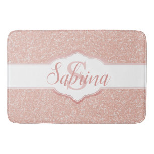 Rosa Glitter Monogram Badrumsmatta