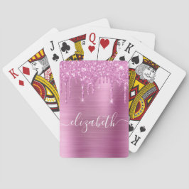 Rosa Glitter Monogram Casinokort