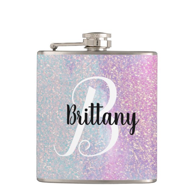 Rosa Glitter Monogram Fickplunta (Framsidan)