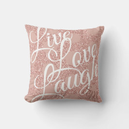 Rosa  Glitter Monogram Girly Live Kärlek Laugh Kudde