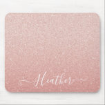 Rosa Glitter Monogram Namn Mousepad Musmatta<br><div class="desc">En gigantisk faux glitter-musmatta med ro guld  rosa glitter. Anpassa det med ditt namn.</div>