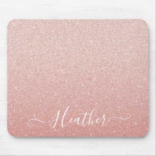 Rosa Glitter Monogram Namn Mousepad Musmatta