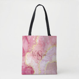 Rosa Glitter Monogram Tygkasse