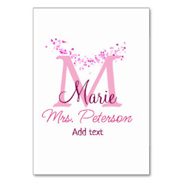 Rosa glitter-monogramlärare, Modern gi Bordsnummer