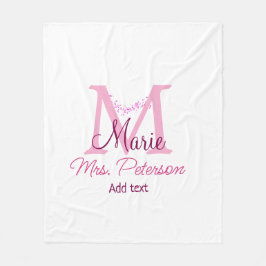 Rosa glitter-monogramlärare, Modern gi Fleecefilt