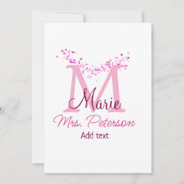 Rosa glitter-monogramlärare, Modern gi Inbjudningar