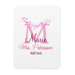 Rosa glitter-monogramlärare, Modern gi Magnet