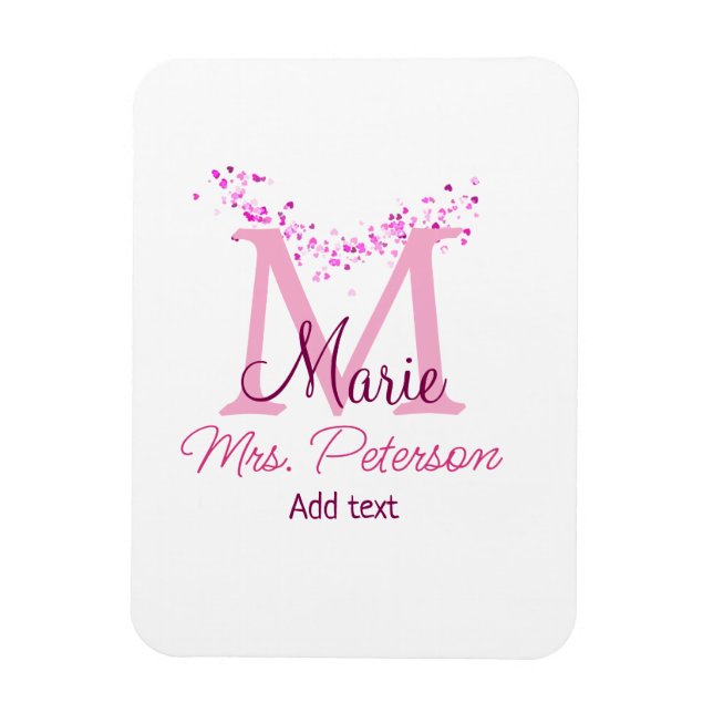 Rosa glitter-monogramlärare, Modern gi Magnet (Vertikal)