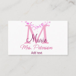 Rosa glitter-monogramlärare, Modern gi Visitkort
