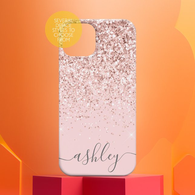  Rosa Glitter Mönster och giglister namn (Personalized Phone Case with Custom Text)