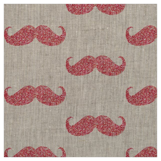 Rosa Glitter Mustache Tyg (Provkarta)