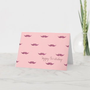 Rosa Glitter Mustacher Kort
