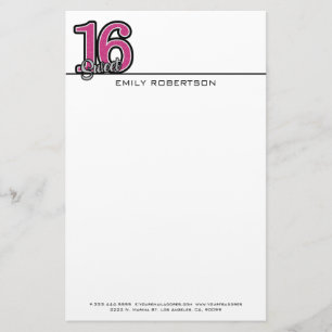 Rosa Glitter Nummer Brevpapper